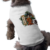 Geisha Scroll dog t-shirt pet clothing by chikodebento Geisha Scroll dog t-shirt pet clothing