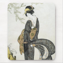 Geisha Standing in the Wind, Toyohiro, 1805 Mousep mousepads