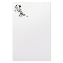 Geisha with black fans custom stationery