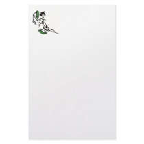 Geisha with green fans stationery paper