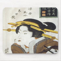 Geisha with Samisan, Eisen, 1826 Mousepad by japaneseartmall Geisha with Samisan, Eisen, 1826 Mousepad