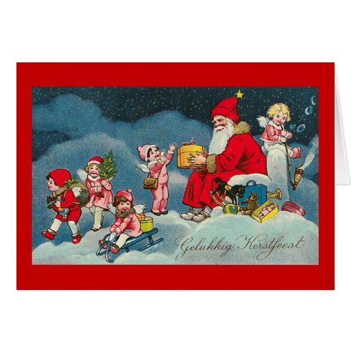 &quot;Gelukkig Kerstfeest&quot; Vintage Dutch Christmas Card | Zazzle