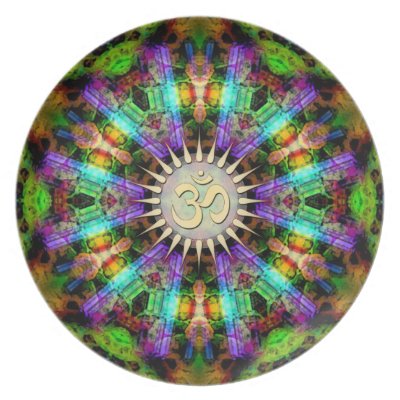 Gem Mandala Golden Aum Spiritual Art Plate plate