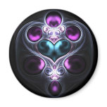 Gem Stone Heart Fractal Round Magnet