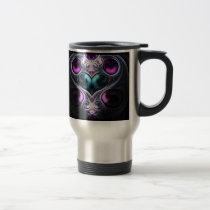 Gem Stone Heart Fractal Travel Mugs mugs