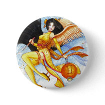 Gemini Button, Geisha Zodiac Fine Art by artbyamandarobbins Gemini Button, Geisha Zodiac Fine Art