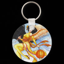 Gemini Keychain, Geisha Zodiac Fine Art