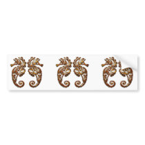Gemini Metallic Tribal Seahorses Bumper Sticker