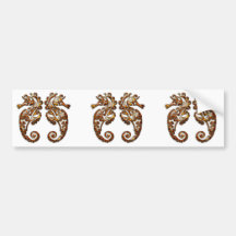 Gemini Metallic Tribal Seahorses Bumper Sticker