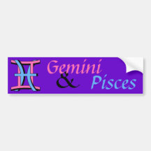 Gemini & Pisces PkBl Bumper Sticker