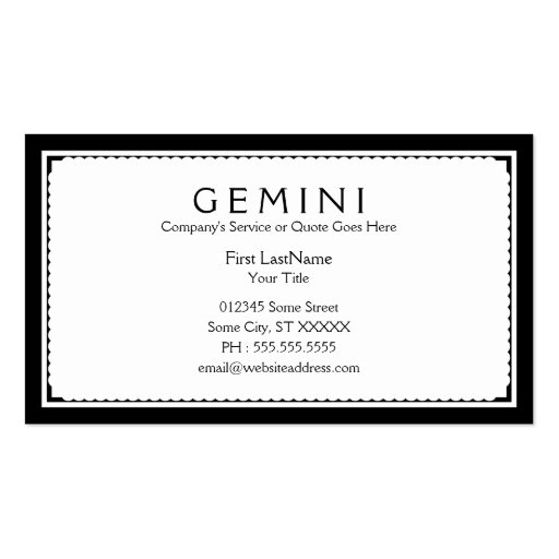 gemini sophistications business card templates (back side)