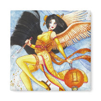 Gemini Square Magnet, Geisha Zodiac Fine Art by artbyamandarobbins Gemini Square Magnet, Geisha Zodiac Fine Art