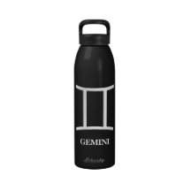 Gemini Symbol Black Liberty Water Bottle