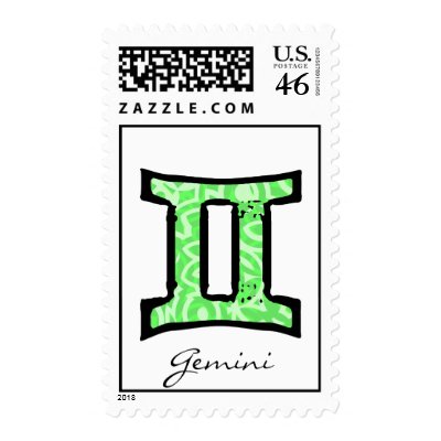 Gemini Symbol (style1_green) Postage by AstrologicalDesigns