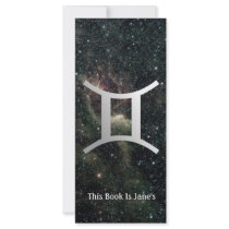 Gemini Twins Zodiac Star Sign Universe Bookmark Rack Card Template