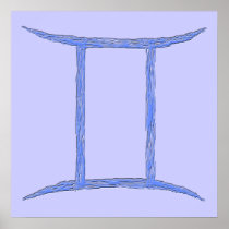 Gemini. Zodiac Astrological Sign. Blue. Posters