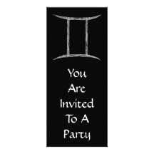 Gemini. Zodiac Astrology Sign. Black. Personalized Invitation