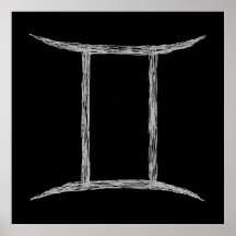 Gemini. Zodiac Astrology Sign. Black. Posters