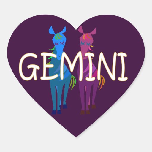 Gemini zodiac heart sticker Zazzle