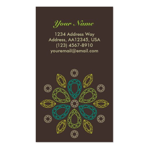 Gems Flower Profile Card - Green (Vertical) Business Card Template (front side)