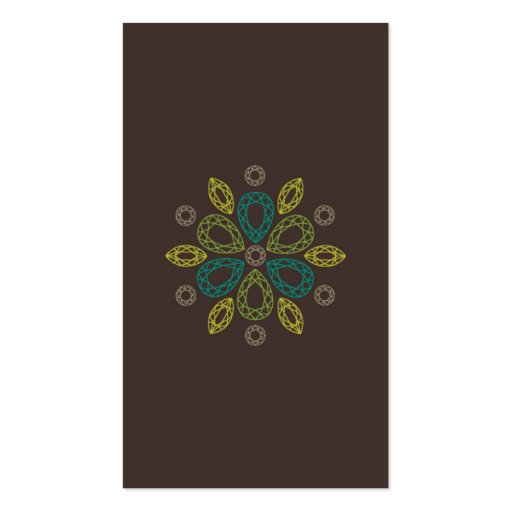 Gems Flower Profile Card - Green (Vertical) Business Card Template (back side)