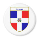 Genao Dominican Flag Shield Fridge Magnet