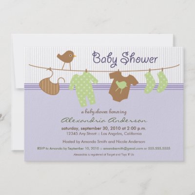 Gender Neutral Baby Shower Themes on Gender Neutral Clothesline Baby Shower Invitation By Babyshoppe