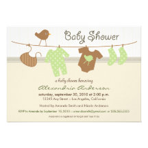 Gender Neutral Clothesline Baby Shower Invitation