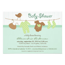 Gender Neutral Clothesline Baby Shower Invitation