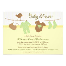 Gender Neutral Clothesline Baby Shower Invitation