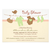 Gender Neutral Clothesline Baby Shower Invitation
