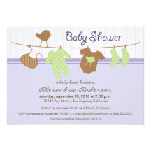 Gender Neutral Clothesline Baby Shower Invitation