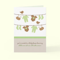 Gender Neutral Clothesline Baby Shower Invitation  cards