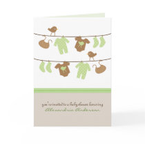 Gender Neutral Clothesline Baby Shower Invitation  Card