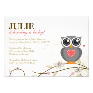 Gender Neutral Owl Baby Shower Invitation