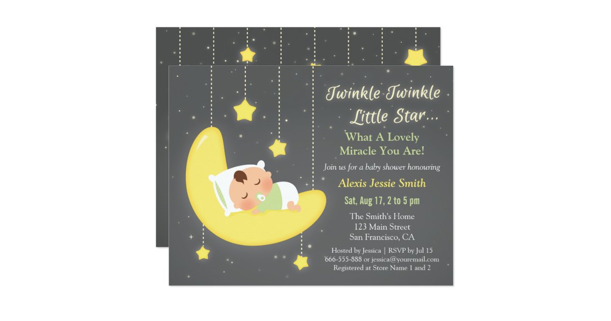 Gender Neutral Twinkle Little Star Baby Shower Card Zazzle