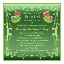 Gender Reveal African American Babies in Pea Pods Personalized Invites