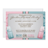 Gender Reveal Baby Bottle Boy or Girl Invitations