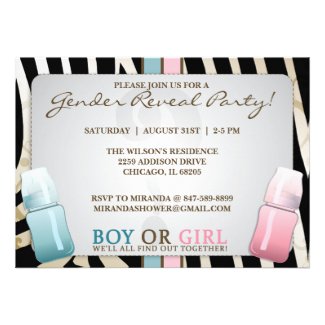 Gender Reveal Baby Bottle Boy or Girl Invitations