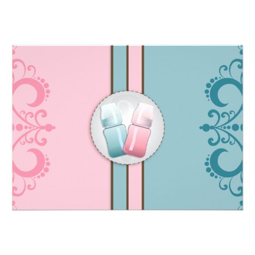 Gender Reveal Baby Bottle Boy or Girl  Invitations