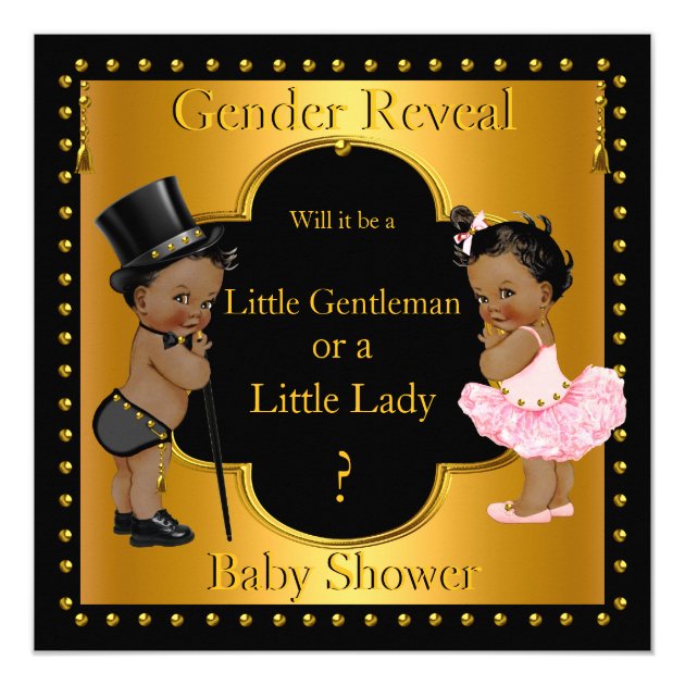 Gender Reveal Baby Shower Boy or Girl Ethnic Card (front side)