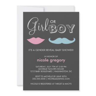 Gender Reveal Baby Shower Custom Announcements