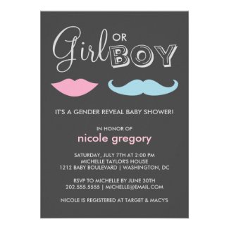 Gender Reveal Baby Shower Custom Announcements