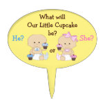 Gender Reveal Cute Babies & Cupcakes Cake Topper