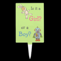 Gender Reveal-Cute Bunny or Robot cake picks