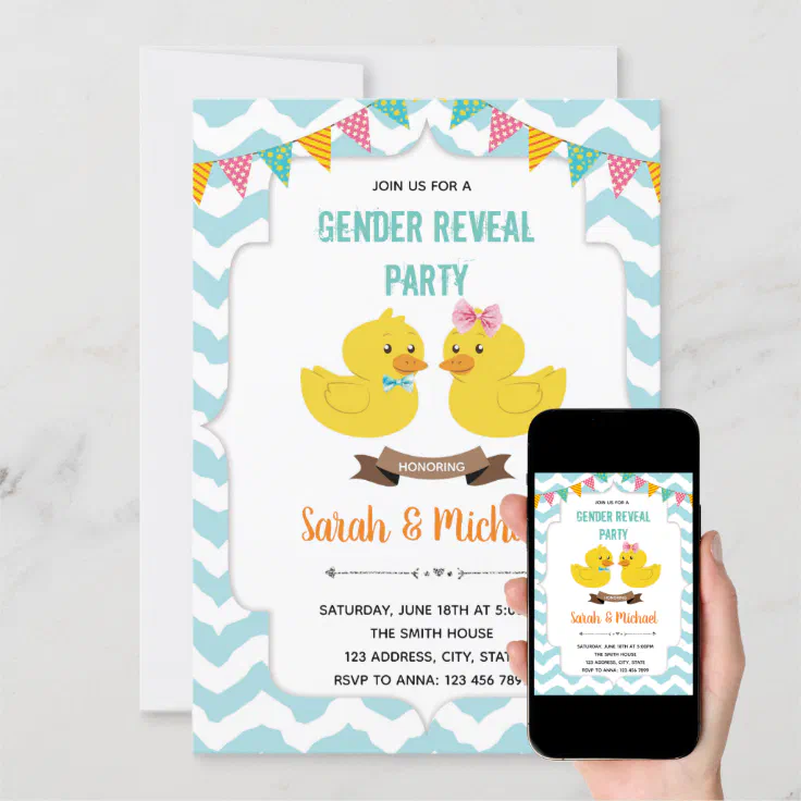 Gender Reveal Duck Party Invitation Zazzle