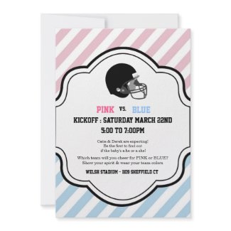 Gender Reveal Football Baby Shower boy girl pink Custom Announcement