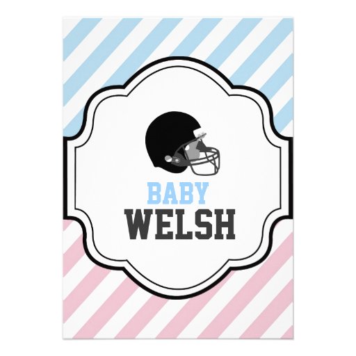 Gender Reveal Football Baby Shower boy girl pink Custom Announcement