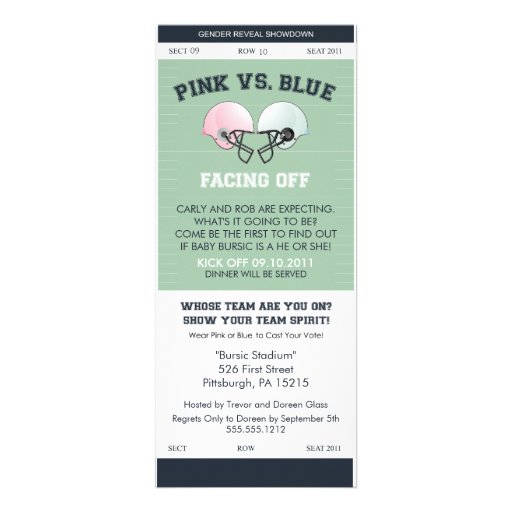 Gender Reveal Football Ticket Baby Shower Invitati Personalized Announcement