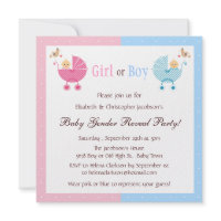 Gender Reveal Party Babies in Strollers Custom Invitations